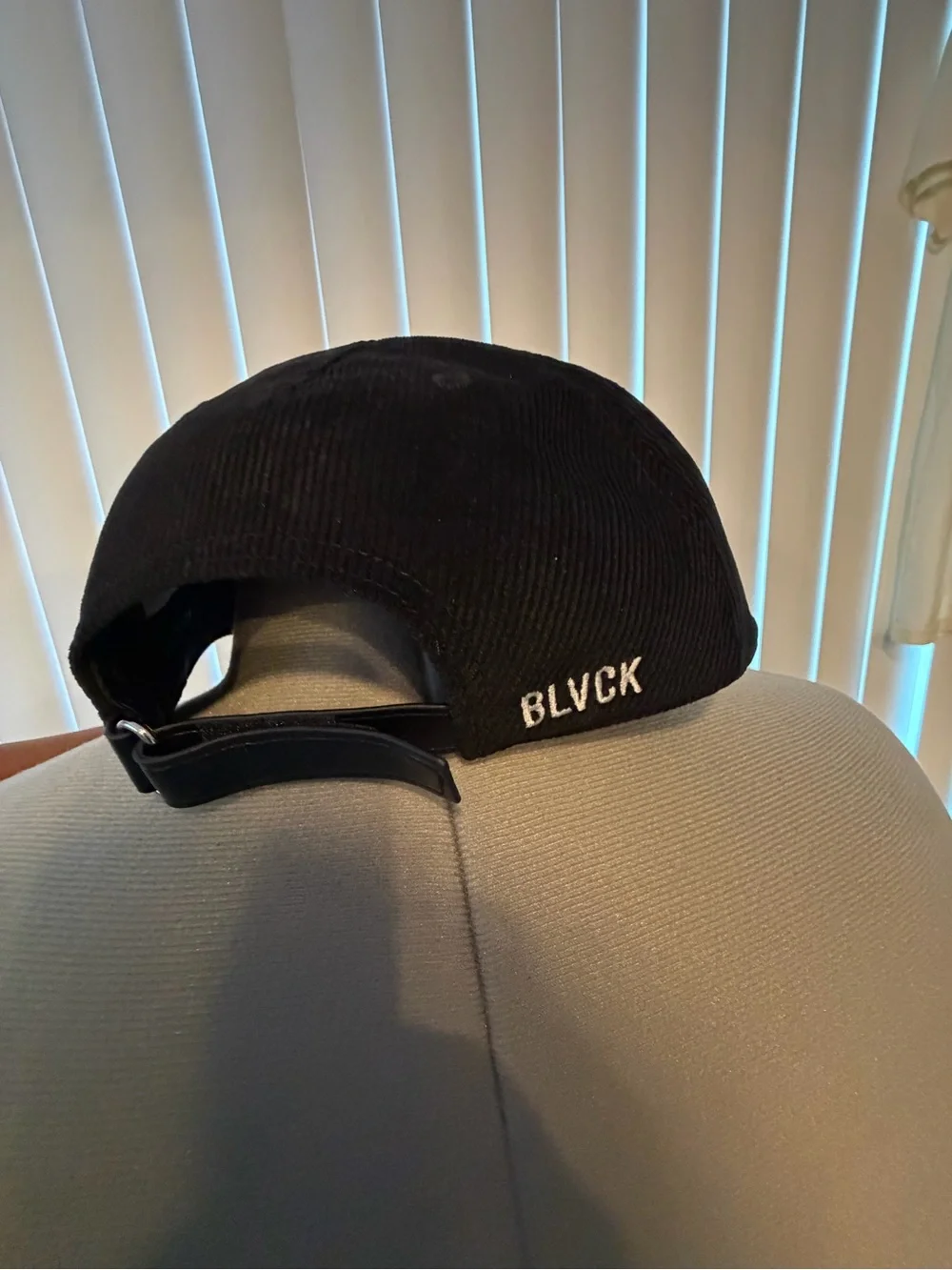 BLVCKSCALE -  Black and Orange Corduroy Baseball Cap with White Gothic 'B'